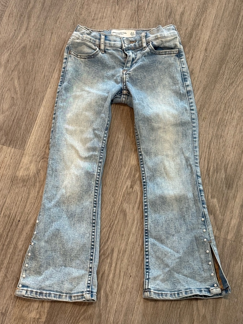 Light Wash Girls Flared Jeans with Side Snap Detail